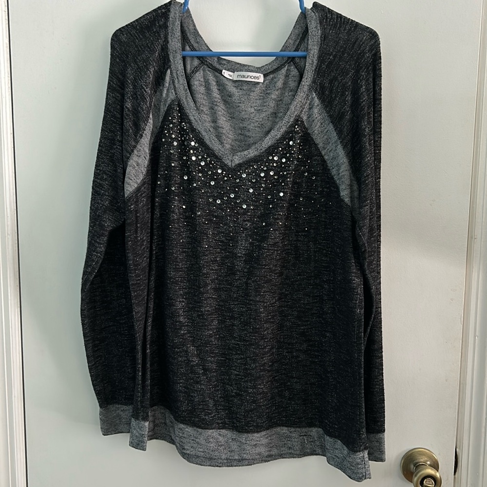 Maurices grey long sleeve with crystals size 1